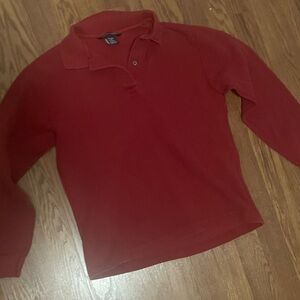Men's Lands End Red Long-Sleeve Polo Shirt